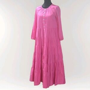 J.Crew Pink Tiered Maxi Dress XS Flowy Cottagecore Garden Party Romantic Long